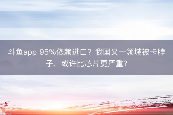 斗鱼app 95%依赖进口？我国又一领域被卡脖子，或许比芯片更严重？