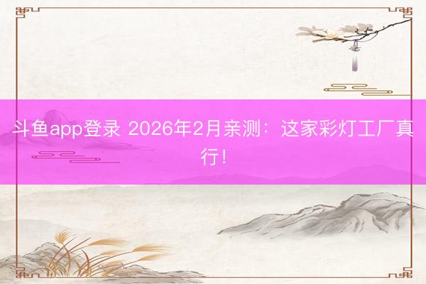 斗鱼app登录 2026年2月亲测:这家彩灯工厂真行!