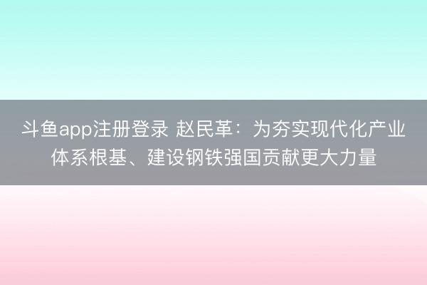 斗鱼app注册登录 赵民革：为夯实现代化产业体系根基、建设钢铁强国贡献更大力量