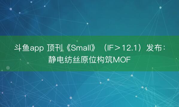斗鱼app 顶刊《Small》（IF＞12.1）发布：静电纺丝原位构筑MOF