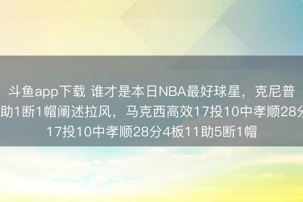 斗鱼app下载 谁才是本日NBA最好球星,克尼普尔砍下28分4板2助1断1帽阐述拉风,马克西高效17投10中孝顺28分4板11助5断1帽