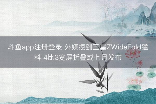 斗鱼app注册登录 外媒挖到三星ZWideFold猛料 4比3宽屏折叠或七月发布