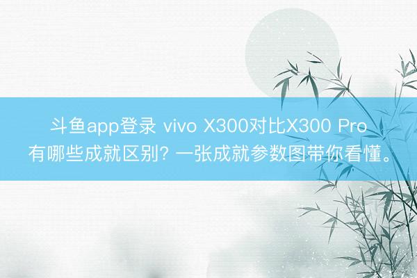 斗鱼app登录 vivo X300对比X300 Pro有哪些成就区别? 一张成就参数图带你看懂。