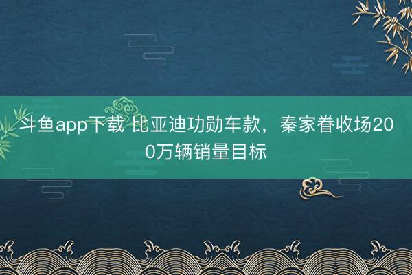 斗鱼app下载 比亚迪功勋车款,秦家眷收场200万辆销量目标