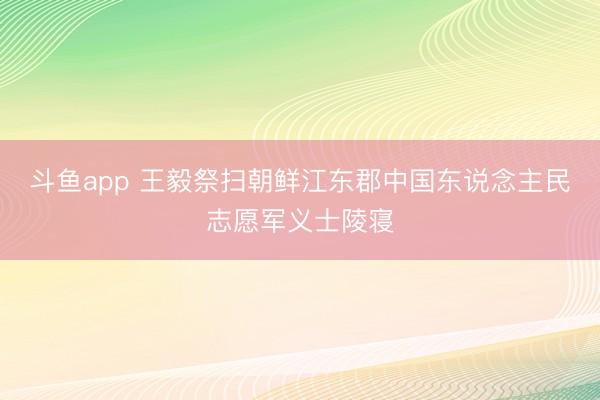 斗鱼app 王毅祭扫朝鲜江东郡中国东说念主民志愿军义士陵寝