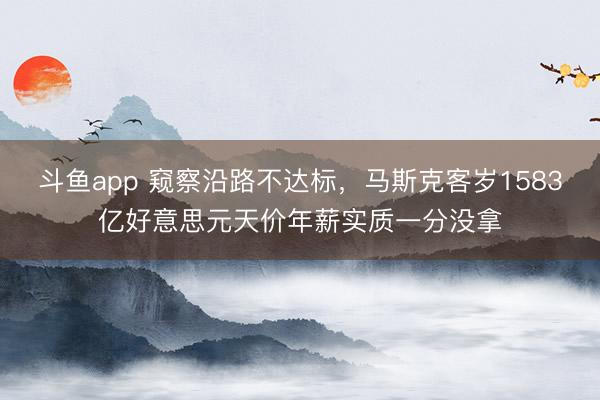 斗鱼app 窥察沿路不达标，马斯克客岁1583亿好意思元天价年薪实质一分没拿