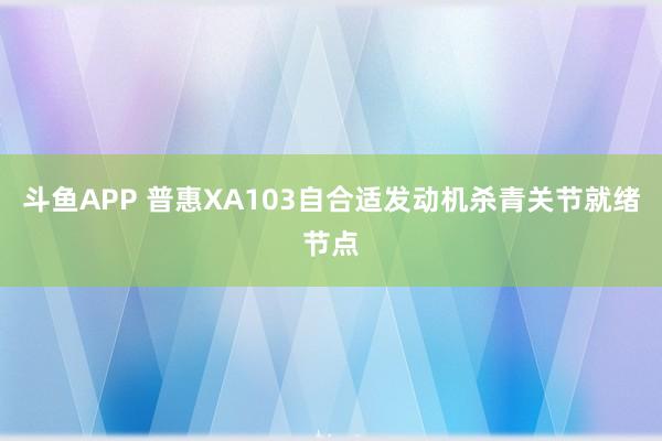 斗鱼APP 普惠XA103自合适发动机杀青关节就绪节点