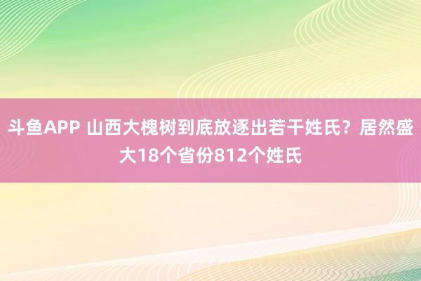 斗鱼APP 山西大槐树到底放逐出若干姓氏？居然盛大18个省份812个姓氏