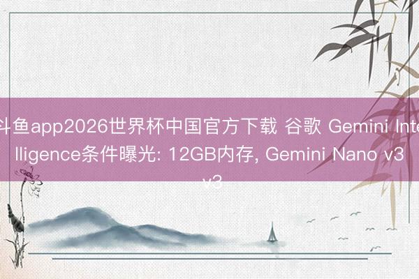 斗鱼app2026世界杯中国官方下载 谷歌 Gemini Intelligence条件曝光: 12GB内存， Gemini Nano v3
