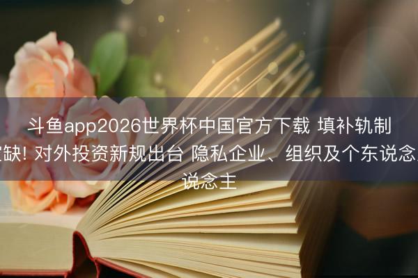 斗鱼app2026世界杯中国官方下载 填补轨制空缺! 对外投资新规出台 隐私企业、组织及个东说念主