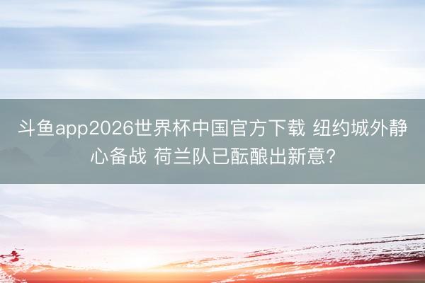 斗鱼app2026世界杯中国官方下载 纽约城外静心备战 荷兰队已酝酿出新意?