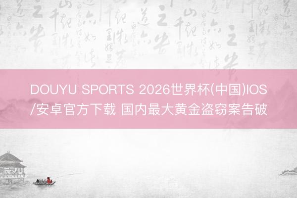 DOUYU SPORTS 2026世界杯(中国)IOS/安卓官方下载 国内最大黄金盗窃案告破