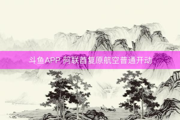 斗鱼APP 阿联酋复原航空普通开动
